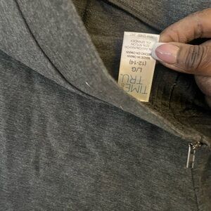 Smoke grey soft leggings pants with crease going down in front